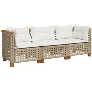vidaXL Gartensofa 3-Sitzer Loungesofa beige