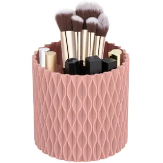 HOTUT 360° Drehbar Make Up Pinselhalter,Aesthetic Schminktisch Organizers,Schminktisch Organizer,Pinselhalter Kosmetik Aufbewahrung für Zimmer Decor Frisiertisch,Schlafzimmer,Badezimmer,Rosa