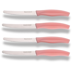 ECHTWERK Brötchenmesser, 4 Stk., aus Edelstahl mit Wellenschliff, geeignet für Brötchen, Baguette, feste Früchte und Kuchen, ergonomischer Griff aus Kunststoff, Pink