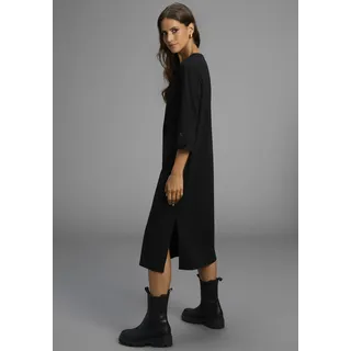 Midikleid LAURA SCOTT, Damen, Gr. 48, N-Gr, schwarz, Milano Rib, Obermaterial: 76% Polyester, 20% Viskose, 4% Elasthan, unifarben, Basic, figurumspielend wadenlang, Rundhals, Kleider Midikleid, aus Milano-Ribstoff, das perfekte Basic, Topseller