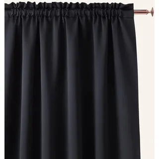 ROOM99 Vorhang mit Kräuselband Aura 140 x 300 cm Breite x Höhe Verdunkelung Schiebegardinen Deko Modern Curtain Gardine Wohnzimmer Schlafzimmer Schwarz, 1 Stück