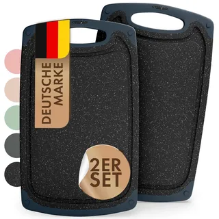 Blumtal Frühstücksbrettchen Kunststoff 25x15 cm im 2er Set - Brettchen spülmaschinenfest - Frühstücksbretter Kunststoff BPA-frei - Schneidebrett spülmaschinenfest - Schneidebrett klein Grau melliert