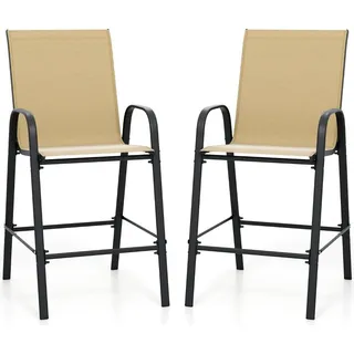 Outdoor-Barhocker-Set, hohe Rückenlehne und Armlehnen, Tragkraft 150 kg