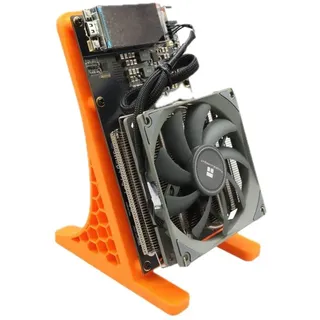 NerdQaxe++ – Inklusive Ständer und EU-Stecker – 4,8 TH/s Bitcoin Miner – Solo Miner – Orange