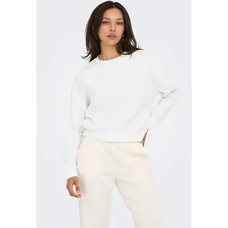 Sweatshirt ONLY "ONLSWEAT L/S CREW OVERSIZE SWT", Damen, Gr. S, weiß, Sweatware, Obermaterial: 60% Baumwolle, 40% Polyester, unifarben, loose fit normal, Rundhals, Sweatshirts Sweatshirt, Baumwollmischung, loose fit, Rundhals