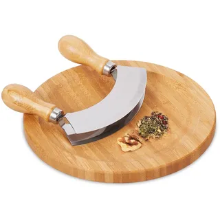 Relaxdays Wiegemesser 20 cm Braun/Silber