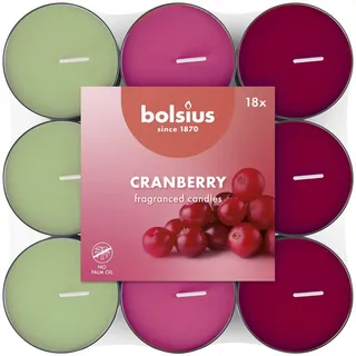 Bolsius - Duftteelichter in drei Farben - Cranberry - 144 Stück - Natürliche Extrakte – Enthält Veganes Wachs – Ohne Palmöl
