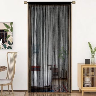 HSYLYM Türvorhang Fenstervorhänge Türdekorationen Raumteiler Dekorationen für Zimmertüren, Wandschrank, Party und Möbel, einteiliges Design 90x245cm Schwarz