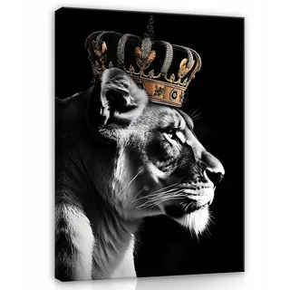 WallArena Bilder auf Leinwand Löwe Motivation Tiere 120x80