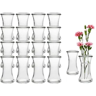24 Stück Runde Mini Vasen Typ200 Glasfläschchen kleine Dekoflaschen Flasche Väschen Vase Glasflaschen Blumenvase (24 Stück)