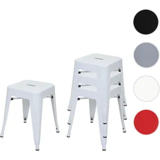 4er-Set Hocker HWC-A73, Metallhocker Sitzhocker, Metall Industriedesign stapelbar ~ weiß