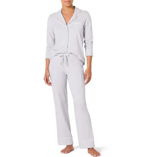 Amazon Essentials Damen Schlafanzug-Set, Baumwollmodal, langärmliges Hemd und durchgehendes Unterteil, Flieder, XL