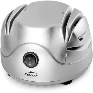 Lacor - 69141 - Elektrische Messerschärfer, Vier Rillen mit Saugnapf, Schärfe Messer, Schere, Schraubendreher, Sicher und einfach zu bedienen, Power 60W, Klein und Kompakt, 13x15x9cm, Silber