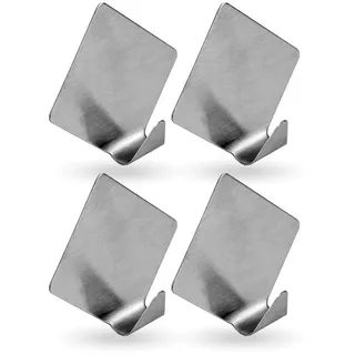 BestLivings Selbstklebende Wandhaken ( Raute - 4er Set Silber aus Edelstahl für Schlafzimmer, Wand, Badezimmer Rostfrei Aufhänger Bilderhaken ohne Bohren