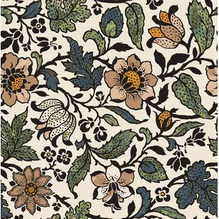 VaryPaper Tapete Floral Selbstklebende Tapete Vintage Blumentapete 44.5cmx200cm Klebefolie Muster Möbelfolie Beige Dekofolie Selbstklebend Fototapete Schlafzimmer Wandtapete Flur Schrankfolie Regal