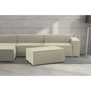 Talamo Italia - Antonella-Hocker, Wohnzimmer-Hocker, Relaxsessel aus gepolstertem Stoff, 100 % Made in Italy, 100 x 70 x 43 cm, Beige