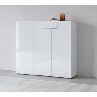 INOSIGN Highboard »Toledo,Breite 147,5 cm,trendige Hochkommode mit 3 Türen 1SK« Hochschrank mit viel Stauraum, stylische Hochglanzfronten weiß