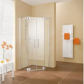 Kermi Fünfeck PASA XP F40 09020, PXF4009020VPK, Farbe: Silber Hochglanz Echtglas klar Clean