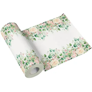 Paw Decor Collection PAW - Tischläufer aus Airlaid (40 cm x 24 m) I Tischdeko für Kommunion, Konfirmation, Hochzeit, Geburtstag, Gartenparty, Taufe I Tischband - Blumen, Blätter I Farbe: Floral Moments