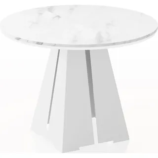 WFL GROUP Esstisch Ecru, Holzwerkstoff, Rund,Rund, 100x76x100 cm, Esszimmer, Tische, Esstische