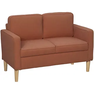 Homcom 2-Sitzer-Sofa kleinE Couch mit Armlehne, Stauraum für Wohnzimmer, Orange , Textil , Teilmassiv,Eukalyptusholz , Füllung: Schaumstoff,Schaumstoff , 63x79x117 cm , Wohnzimmer, Sofas & Couches, Sofas, 2-Sitzer Sofas
