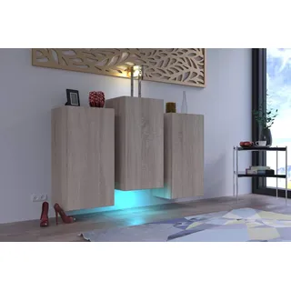Furnitech K8 Modernes Wohnzimmer, Kommode, Schrank, Sideboard, Schlafzimmer, Esszimmer, Wohnzimmermöbel Matt (LED weiß, K8-18M-S3)