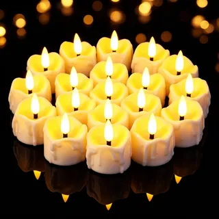 Yakpo 24 Stück LED-Teelichter mit Timer, LED-Teelicht mit Timerfunktion, kleines flammenloses flackerndes elektrisches Künstliche Timer Teelicht mit Batterie für Weihnachts- und Halloween-Dekorationen