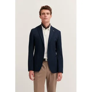 Sakko BUGATTI, Herren, Gr. 48, blau (390, marine), 67% Baumwolle, 28% Polyamid, 5% Elasthan, unifarben, normal, Manschette, Sakkos Sakko, mit Reverskragen