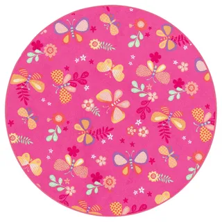Snapstyle Schmetterling Kinderteppich 160 x 160 cm Pink