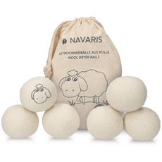 Navaris Trocknerbälle 6er Pack ökologisch - Ball für Wäschetrockner aus 100% Wolle - Umweltschonende Filzbälle - Bio Weichspüler Alternative