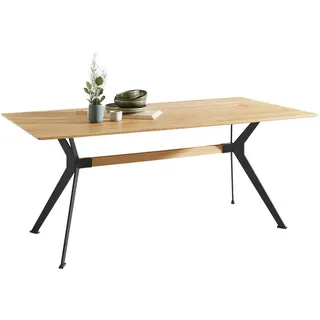 Linea Natura Esstisch , Schwarz, Eichefarben , Holz, Metall , Eiche , Hartholz , rechteckig , X-Form , 90x75x180 cm , Esszimmer, Esstische, Esstische