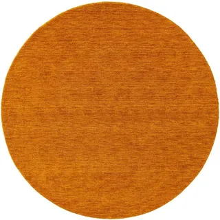 benuta Nest Wollteppich rund Jamal Gelb ø 160 cm rund , Textil , Beton Optik , Rund , 160x160 cm , Gots , pflegeleicht , Teppiche und Böden, Teppiche, Schafwollteppiche