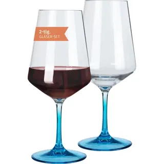 Milano Rotweinglas blue line 2er Set aus Polycarbonat 580 ml bruchfest BPA-frei leicht ideal für Camping Picknick Festival Outdoor Wein Aperol Party