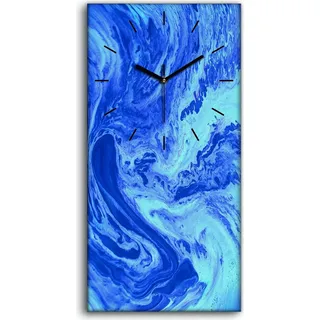 Dekor Leinwand Uhr Wandbilder 30x60 Malerei Abstrakte Kunst Meer Wellen - schwarze Hände - Blau