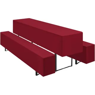 Teruntrue 3er-Sets Biertischhussen Bierbank-Auflage,Burgunderrot Biertisch und Bankgarnitur Husse für 50x220cm Tischbreite für Festzeltgarnituren Bierbank Hussen(Burgunderrot)