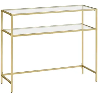 Boxxx Konsolentisch , Goldfarben , Metall, Glas , rechteckig , eckig , 100x80x35 cm , einfacher Aufbau , Holzmöbel, Wohnwände Holz, Wohnwand Serien Holz