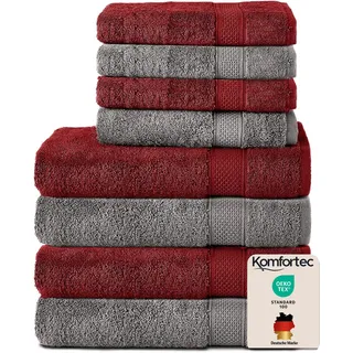 Komfortec Handtuchset 8-tlg. anthrazit grau/aurorarot