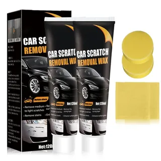 2 Stück Kratzer Entferner Auto, Autokratzer Reparatur Paste 120ml, Schneller Kratzer Entferner Auto mit Schwamm & Tuch, Scratch Remover Wax & Car Scratch Repair Paste für Autolack Politur