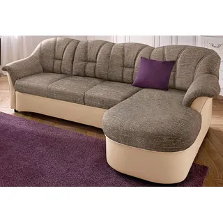 DOMO collection Ecksofa »Flores Schlafsofa, B/T/H: 233/142/86 cm, L-Form« wahlweise mit Bettfunktion, wahlweise mit Federkern, auch in Leder, braun