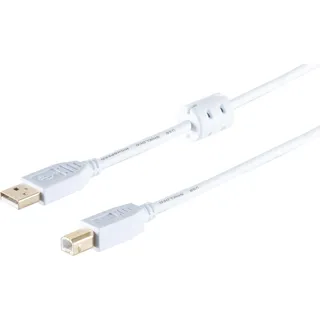 ShiverPeaks S/CONN maximum connectivity USB High Speed 2.0 Kabel mit Ferrit, A/B Stecker, vergoldete Kontakte, U (5 m), USB Kabel