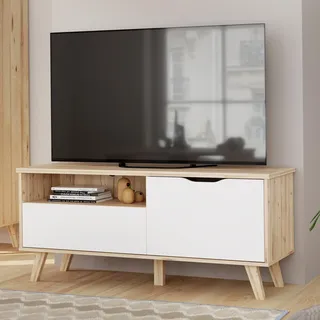 Forte Vankka TV-Lowboard 124,4 cm Beige/Weiß Spanplatte