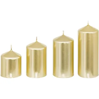 Atmosphera Createur d ́interieur Kerzen 4er-Set Ø 5 cm , Goldfarben , Paraffin , 5x12x5 cm , Dekoration, Kerzen & Kerzenhalter