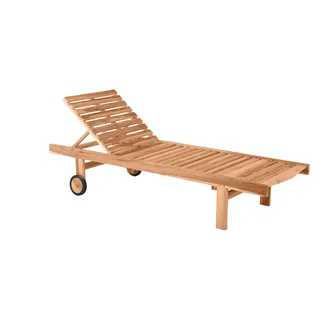 Möbilia Gartenliege mit verstellbaren Kopfteil Teak natur