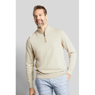 Troyer BUGATTI, Herren, Gr. 3XL, beige, 100% Baumwolle, regular fit, ohne Ausschnitt, Rippbündchen, Pullover Troyer, aus reiner Baumwolle