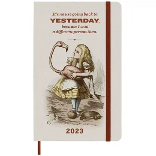 Moleskine Wochenplaner 2023, 12-monatiger Kalender, Limitierte Edition Alice im Wunderland, Wochenplaner mit Hardcover und Elastikverschluss, Taschenformat 13x21cm