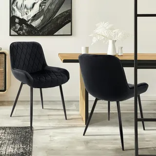 ML-Design Esszimmerstuhl Samt Schwarz 2er Set