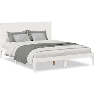 vidaXL Massivholzbett Extra Lang ohne Matratze Weiß 140x220 cm - Weiß
