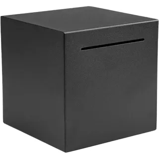 Spardose Nicht zu Öffnen, 12x12 cm Erwachsene Spardose Edelstahl, Muss zum Öffnen Zerbrechen, Geschlossene Spardosen Verschlossen, Edelstahl Safe Sparbüchse für Erwachsene und Kinder (Schwarz)