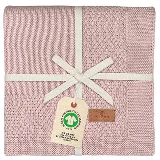 DIKOS® Babydecke (Altrosa) aus 100% Bio-Baumwolle (GOTS & Oeko-TEX) – schönes Geschenk zur Geburt für Neugeborenen Mädchen – weiche, atmungsaktive Kuscheldecke – perfekt als Baby Erstausstattung