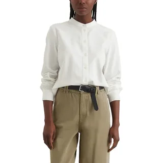 Marc O'Polo Denim Damen Bluse mit Stehkragen Relaxed Fit, Weiß (Silky White), L